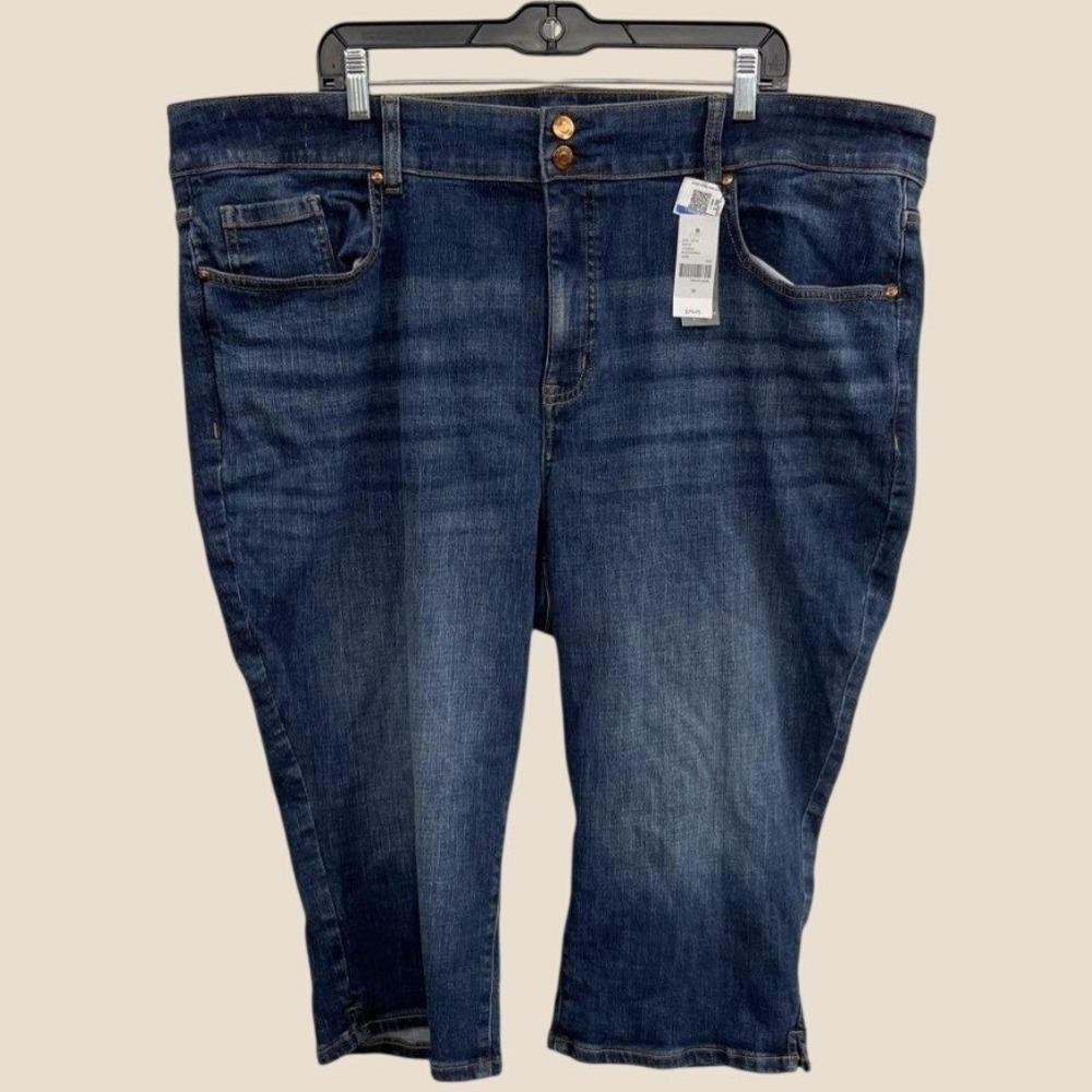 Lane Bryant Tighter Tummy Pedal Pusher Jeans High Rise Dark Wash Size 26 NEW